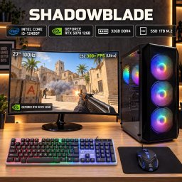 Komputer Adronix Zestaw gamingowy Shadowblade Intel i5-12400F, RTX 5070 12GB DLSS 5, 32GB, 1TB M.2 + monitor 27", Win11