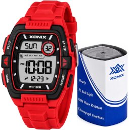 Zegarek Xonix DBI-003 męski elektroniczny czerwony 43 mm .