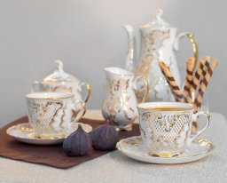 Ćmielów Garnitur do kawy dla 6 osób 15 el. Rococo Rocaille G348 (401503GJ4G348)
