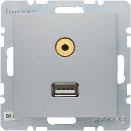  Hager B.1/B.7 Glas Gniazdo USB 3,5 mm Audio aluminium mat 3315391404