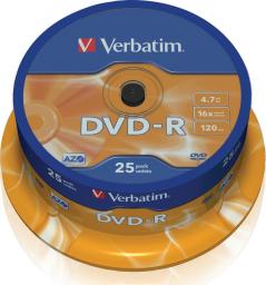  Verbatim DVD-R 4.7 GB 16x 25 sztuk (43522)