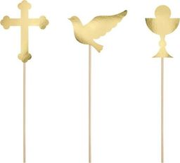 Party Deco Toppery na tort komunijny, złote, 31,5 cm, 6 szt. uniwersalny