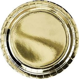  Party Deco talerzyki okrągłe, złoty metalizowany, 23 cm, 6 sztuk uniwersalne (37917)