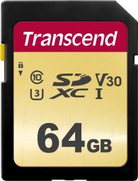 Karta Transcend 500S SDXC 64 GB Class 10 UHS-I/U3 V30 (TS64GSDC500S)