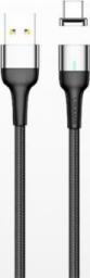 Kabel USB Usams magnetyczny U28 lightning 2.4A Fast Charge 1m pleciony szary/grey SJ326USB03 (US-SJ326)