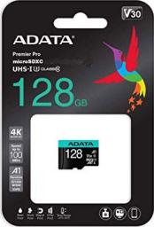 Karta ADATA Premier Pro MicroSDXC 128 GB Class 10 UHS-I/U3 A2 V30 (AUSDX128GUI3V30SA2-RA1)