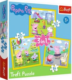  Trefl Puzzle 3w1 Świnka Peppa - Wesoły dzień Peppy