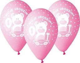  GMR Balony z nadrukiem dla dziewczynki Moje 1 urodziny - 30 cm - 5 szt. uniwersalny