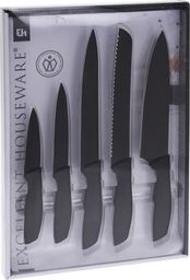  Excellent Houseware Nóż / noże kuchenne stalowe 5el CZARNE zestaw noży uniwersalny