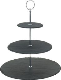 Excellent Houseware Patera 3-piętrowa na ciastka ciasto owoce KAMIENNA uniwersalny