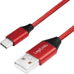 Kabel USB LogiLink USB-A - USB-C 1 m Czerwony (CU0148)