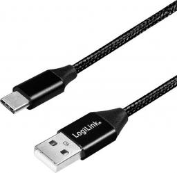 Kabel USB LogiLink USB-A - USB-C 0.3 m Czarny (CU0139)