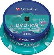  Verbatim DVD-RW 4.7 GB 4x 25 sztuk (252960)