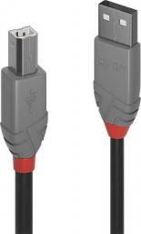 Kabel USB Lindy USB-A - USB-B 7.5 m Szary (36676)