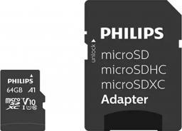 Karta Philips MicroSDXC 64 GB Class 10 UHS-I/U1 A1 V10 (FM64MP45B/10)