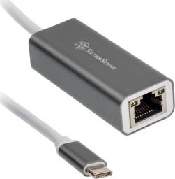 Adapter USB SilverStone USB-C - RJ45 Szary  (40185)
