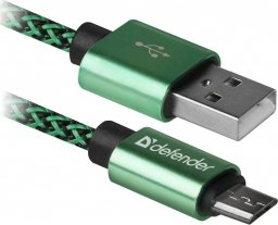 Kabel USB Defender USB-A - microUSB 1 m Zielony (87804)