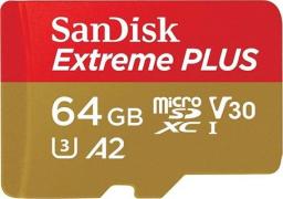 Karta SanDisk Extreme Plus MicroSDXC 64 GB Class 10 UHS-I/U3 A2 V30 (SDSQXBZ-064G-GN6MA)