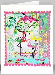 Forever Cards Karnet PM561 wycinany + koperta Trzy flamingi