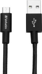 Kabel USB Verbatim USB-A - microUSB 0.3 m Czarny (48866)