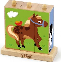  Viga Drewniana Układanka Logiczna Puzzle Edukacyjne Viga Toys Farma 9 elementów