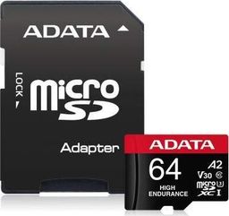 Karta ADATA High Endurance MicroSDXC 64 GB Class 10 UHS-I/U3 A2 V30 (AUSDX64GUI3V30SHA2-RA1)