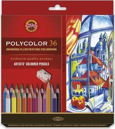  Koh I Noor Kredki Polycolor 36 Kolorów 3835 + Ołówki + Temperówka uniwersalny