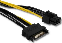  Qoltec SATA 15-pin - PCIe 6-pin, 0.15m, Czarny (53989)