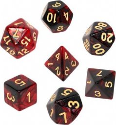 Rebel Komplet kości REBEL RPG - Dwukolorowe - Karminowo-czarne