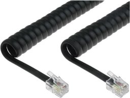 Lexi-NET Tel.šňůra kroucená s 2xRJ10 4p4c,4m, černá