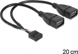  Delock USB zew. - USB wew., 0.2m, Czarny (83292)