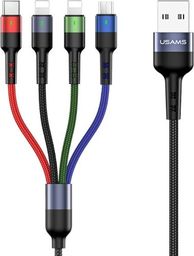 Kabel USB Usams USB-A - USB-C + microUSB + 2x Lightning 0.35 m Czarny (63754-uniw)