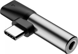 Adapter USB Baseus L41 USB-C - Jack 3.5mm + USB-C Srebrny  (CATL41-S1)