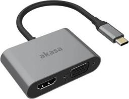 Stacja/replikator Akasa USB-C - HDMI - VGA Srebrny  (AK-CBCA23-18BK)