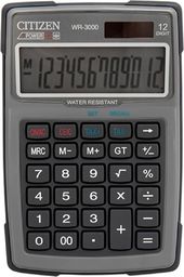Kalkulator Citizen Citizen Kalkulator WR3000NRGYE, szara, biurkowy z obliczaniem VAT, 12 miejsc, wodoodporny, odporny na kurz i piasek
