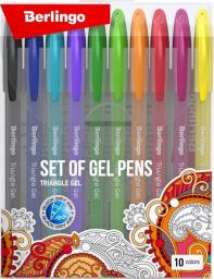  Berlingo Berlingo, Zestaw długopisów żelowych żelowych, color, 10szt, 0.5mm, Triangle gel