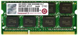 Pamięć do laptopa Transcend SODIMM, DDR3, 4 GB, 1066 MHz, CL7 (TS512MSK64VIN)