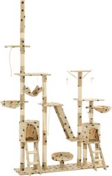  vidaXL Drapak dla kota, sizalowe słupki, 230-250 cm, beżowy w łapki (170620) - 170620