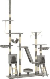  vidaXL Drapak dla kota z sizalowymi słupkami, 230-250 cm, szary