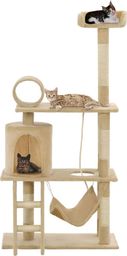  vidaXL Drapak dla kota ze słupkami sizalowymi, 140 cm, beżowy
