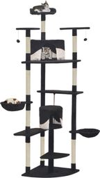  vidaXL Drapak dla kota z sizalowymi słupkami, 203 cm, czarno-biały