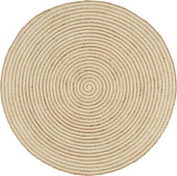 vidaXL Dywanik ręcznie wykonany z juty, spiralny wzór, biały, 90 cm