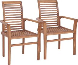  vidaXL Sztaplowane krzesła do jadalni, 2 szt., lite drewno tekowe
