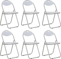 vidaXL Składane krzesła jadalniane, 6 szt., białe, sztuczna skóra
