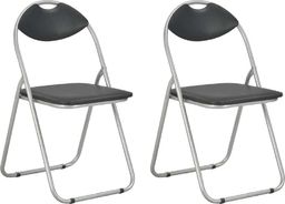  vidaXL Składane krzesła jadalniane, 2 szt., czarne, sztuczna skóra