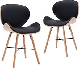  vidaXL Krzesła jadalniane, 2 szt., czarne, ekoskóra i gięte drewno