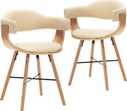  vidaXL Krzesła jadalniane, 2 szt., kremowe, ekoskóra i gięte drewno
