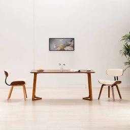  vidaXL Krzesła do jadalni, 2 szt., kremowe, gięte drewno i ekoskóra