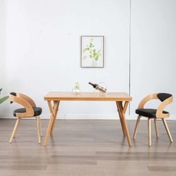  vidaXL Krzesła do jadalni, 2 szt., czarne, gięte drewno i ekoskóra