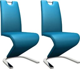  vidaXL Krzesła o zygzakowatej formie 2 szt, niebieskie, sztuczna skóra